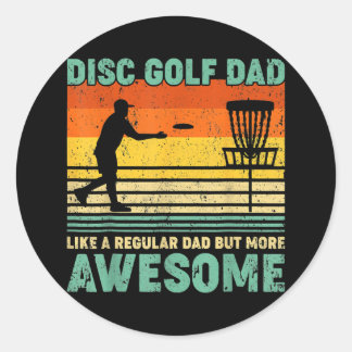 Vintage Retro Disc Golf Dad Like A Regular Dad Classic Round Sticker