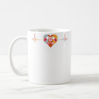 Vintage Retro Distressed Heartbeat Crochet Knittin Coffee Mug
