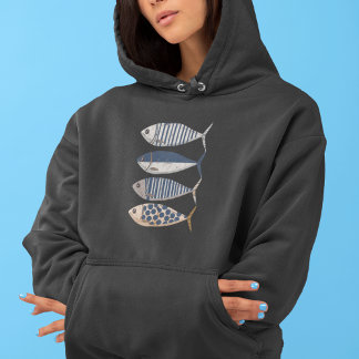 Vintage Retro Distressed Sardine,Custom Fisherman Hoodie