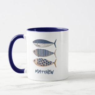 Vintage Retro Distressed Sardine,Custom Fisherman  Mug