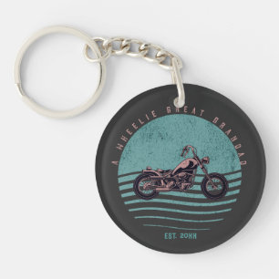Vintage Retro Distressed Wheelie Great Grandad Key Ring