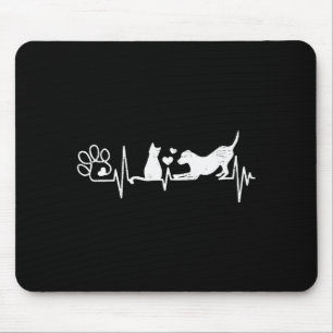 Vintage Retro Dog And Cat Heartbeat Funny  Mouse Pad