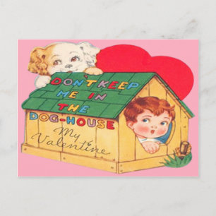 Vintage Retro Dog House Valentine Card