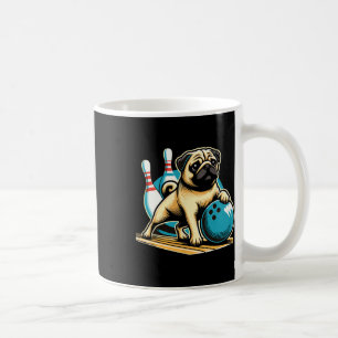 Vintage Retro Dog Pug Playing Bowling Coffee Mug