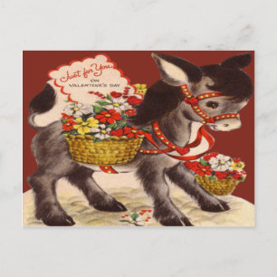 Vintage Retro Donkey Valentine Card