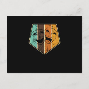 Vintage Retro Drama Masks Theatre Musical Holiday Postcard