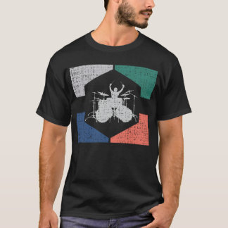 Vintage Retro Drummer Playing Drum 70s 80s Style T-Shirt