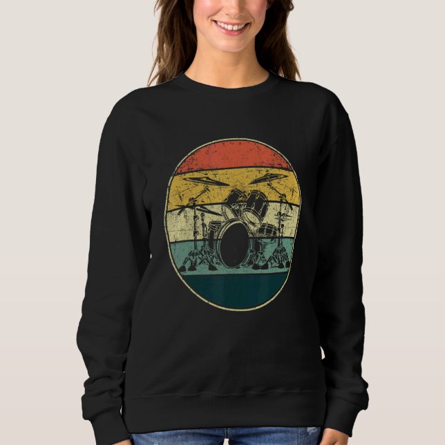 Vintage Retro Drumsticks Drummer  Drumset Drums Sweatshirt (Front)