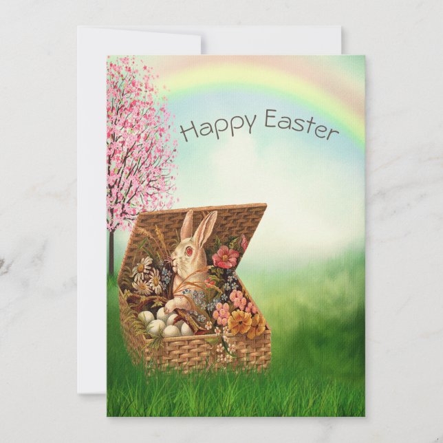 Vintage Retro Easter Bunny Holiday Card (Front)