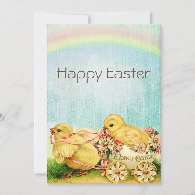 Vintage Retro Easter Chicks Holiday Card (Front)