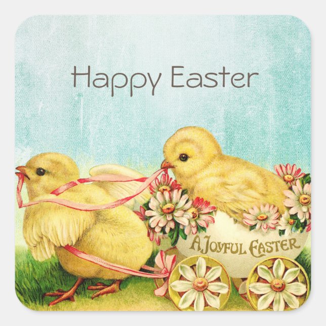 Vintage Retro Easter Chicks  Square Sticker (Front)
