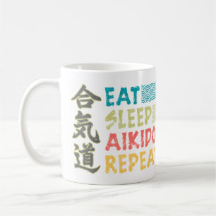 Vintage Retro Eat Sleep Aikido Repeat Drink Mug