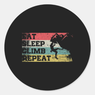 Vintage Retro Eat Sleep Climb Repeat Funny Climbin Classic Round Sticker