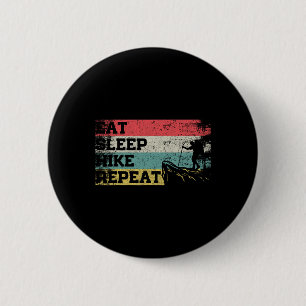Vintage Retro Eat Sleep Hike Repeat Funny Hiking H 6 Cm Round Badge