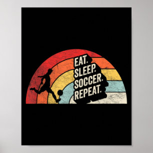 Vintage Retro Eat Sleep Soccer Repeat Soccer 3 T S Poster