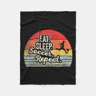 Vintage Retro Eat Sleep Soccer Repeat Soccer T Shi Fleece Blanket