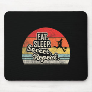 Vintage Retro Eat Sleep Soccer Repeat Soccer T Shi Mouse Pad