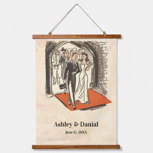 Vintage Retro Elegant Bride And Groom Old Wedding Hanging Tapestry