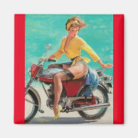 Vintage Retro Elvgren Motorcycle Biker Pin-UP Girl