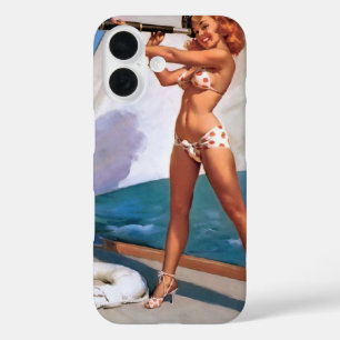 Vintage Retro Elvgren Sailing Sailor Pin-up Girl iPhone 16 Case