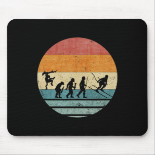 Vintage Retro Evolution Of Skiing Player Skier Sil Mouse Pad