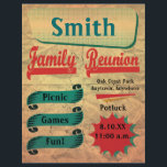 Vintage Retro Family Gathering Reunion Flyer<br><div class="desc">Here is a fun graphic design done in vintage style with retro colours. Text style, size and colour can be changed using the customise it button. Great for your next family reunion, picnic, swim party, barbeque or get together. There is plenty of room on the back for extra details: directions,...</div>