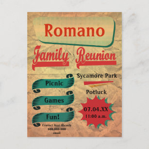 Vintage Retro Family Reunion Postcard