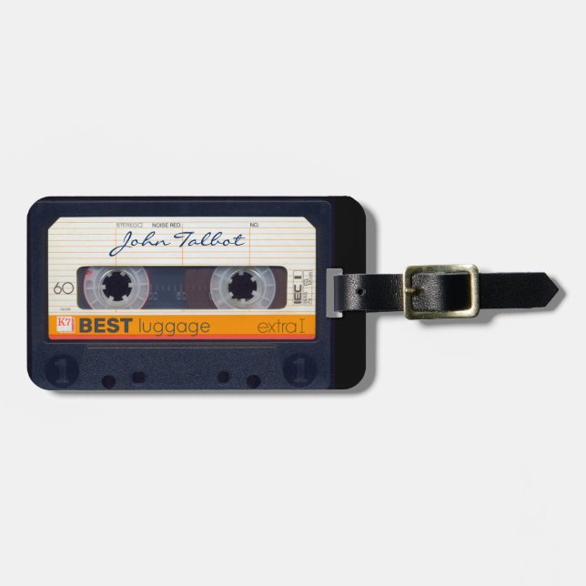 Vintage Retro Fashioned 80s Mixtape Audio Tape Tag (Front Horizontal)