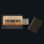 Vintage Retro Fashioned 80s Mixtape Audio Tape USB Wood USB Flash Drive<br><div class="desc">Old audio cassette to personalise with your name and compagny name or anything else (Music Files) on wooden USB flash drive. Other personalised models are available with transparent audio-tape and micro-cassette. Matching Birthday invitation,  guest book and personalised gift for him.</div>