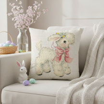 Vintage Retro Faux Linen with Baby Lamb