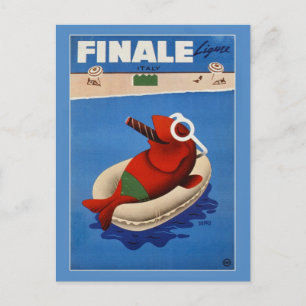 Vintage retro Finale cute fish Italian travel ad Postcard