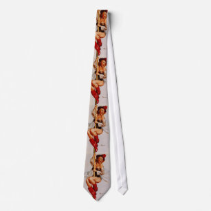 Vintage Retro Firefighter Pin Up Girl Tie