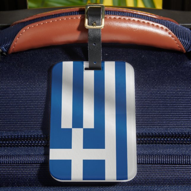 Vintage retro Flag of Greece Luggage Tag (Front Insitu 2)