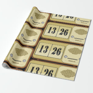 Vintage Retro Flip Clock Radio Wrapping Paper