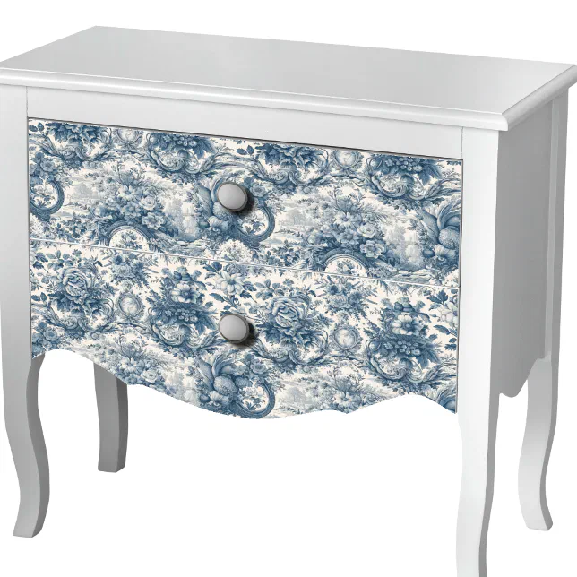 Vintage retro floral blue seamless toile de jouy tissue paper | Zazzle
