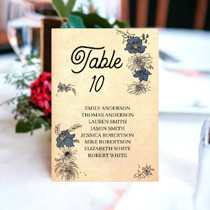 Vintage Retro Floral Old Comic Book Rustic Wedding Table Number