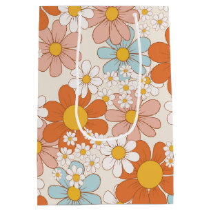 Vintage Retro Floral Pattern Medium Gift Bag