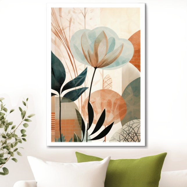 Vintage Retro Floral Poster (Transform your space with the timeless beauty of mid century modern floral art print. )
