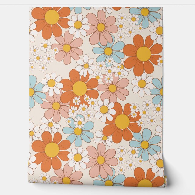  Vintage Retro Floral Seamless Pattern Wallpaper (Unrolling)