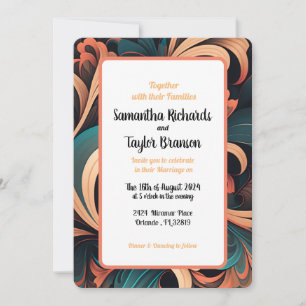 Vintage Retro Floral Wedding Invitation