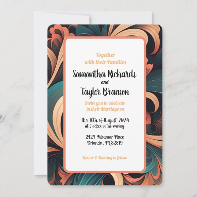 Vintage Retro Floral Wedding Invitation (Front)