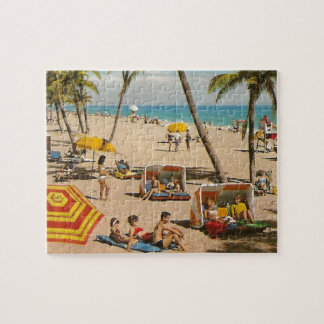 Vintage Retro Florida Beach Travel Jigsaw Puzzle