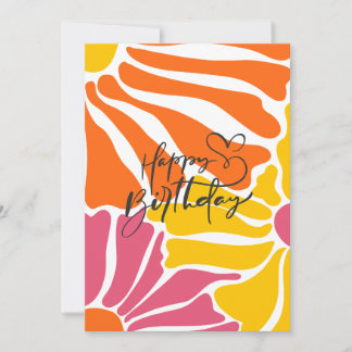 Vintage Retro Flowers Elegant & Colourful Birthday Invitation