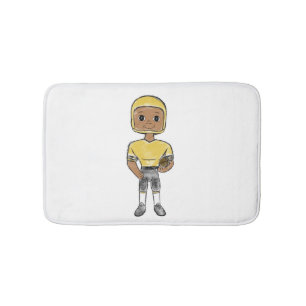 vintage retro football player black yellow simple bath mat