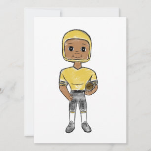 vintage retro football player black yellow simple card