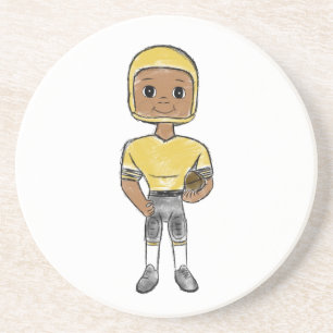 vintage retro football player black yellow simple coaster