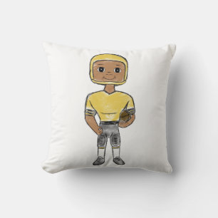 vintage retro football player black yellow simple cushion