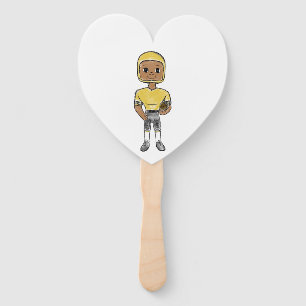 vintage retro football player black yellow simple hand fan