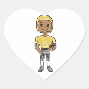 vintage retro football player black yellow simple heart sticker