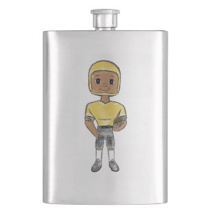 vintage retro football player black yellow simple hip flask